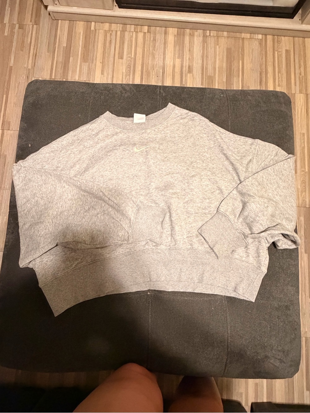 Nike Light Gray Women Cropped Crewneck Sweatshirt